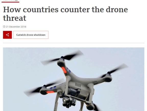 Screenshot of BBC article How countries counter the drone threat